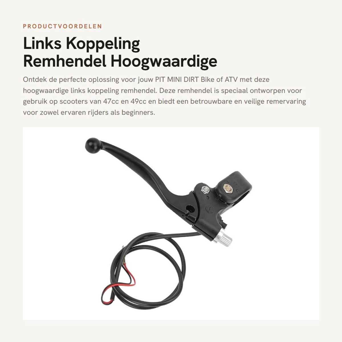Dailygoods- Remhendel Links - Geschikt voor PIT MINI DIRT Bike - Remhendel E100/E125/E150/E175 - Zwart - Inclusief 1 x Remhendel - Remgreep