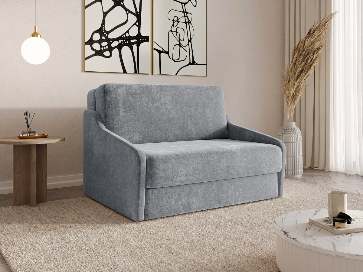 AJE Meubles B.V. FLY 120 - Slaapbank - Compact en Multifunctioneel - 135 x 115 x 90 cm - Eenvoudig Uitklapbaar & Decoratieve Stiksels - Grijs (VIBE 95)