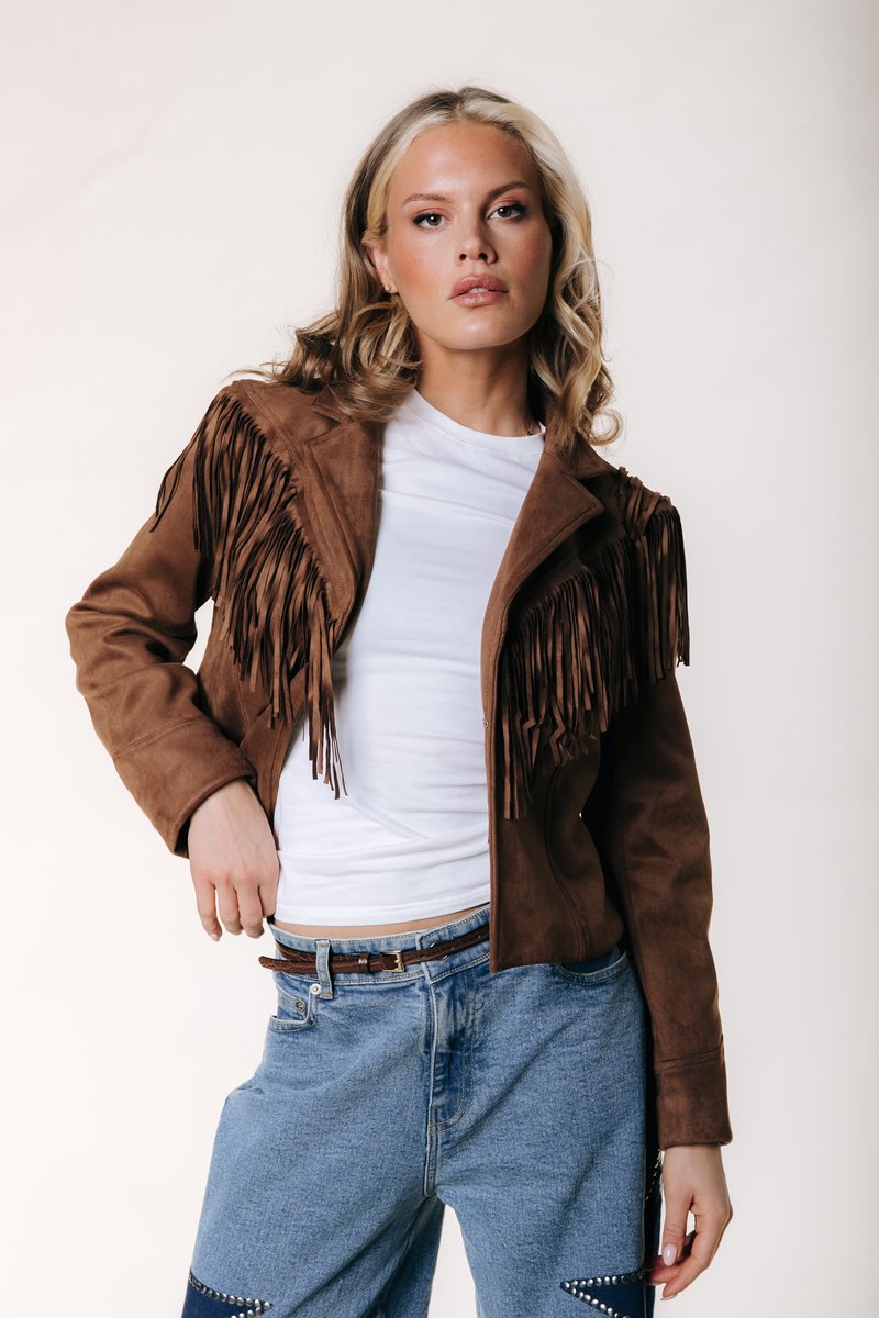 Colourful Rebel Gigi Fringe Cropped Blazer- XXL