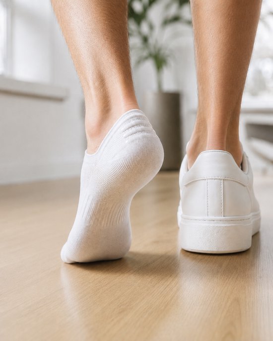 Norfolk Footies - Anti-slip Hak - 6 Paar Onzichtbare Sokken - 80% Katoen - 43-46 - Wit - Footies Heren - Tokyo