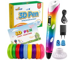 Kit de démarrage stylo 3D TinyPlay Rainbow – Dessin 3D - 40m de recharges de filament PLA 1.75 mm – Kit de stylos 3D – Pour enfants – Livre de modèles