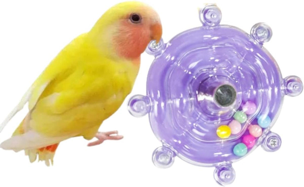 1 Kleine interactieve draaischijf voor vogels - Ca. 6 cm in diameter - Gemakkelijk te gebruiken - Geschikt voor grasparkieten, valkparkieten, dwergpapegaaien, klauwierachtigen en conures - Paars