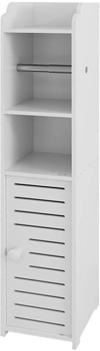 Dailygoods Toiletrolhouder - Badkamermeubel - Geschikt voor kleine ruimtes - Wit badkamermeubel - Met deuren en planken