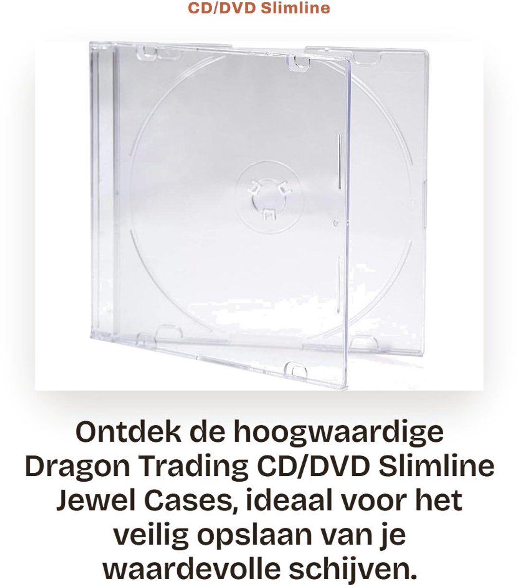 Dailygoods - CD/DVD Slimline Jewel Cases - Transparante tray - 50 stuks - Compacter formaat - Voor opslag - 5.2 mm dikte - Geschikt voor schijven