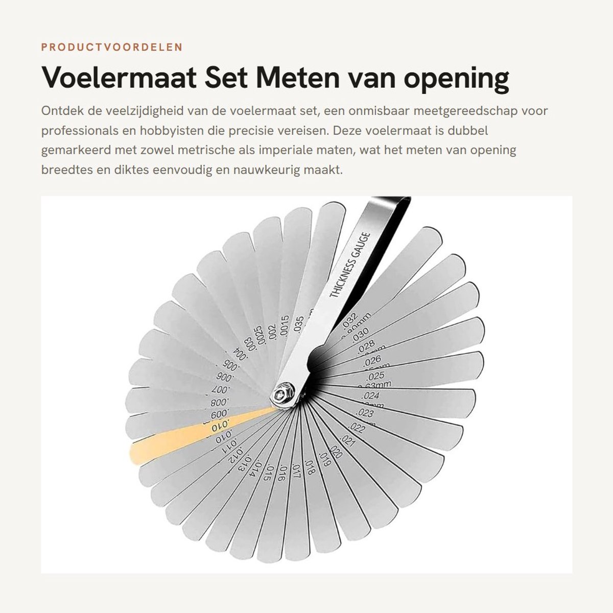 Dailygoods- Voelermaat Set - Roestvrij Stalen Spaltmeetgereedschap - Metrische/Imperiale Maten - Meetbereik 0,04 mm tot 0,88 mm - Gewicht 0,12 kg - Spaltmeter