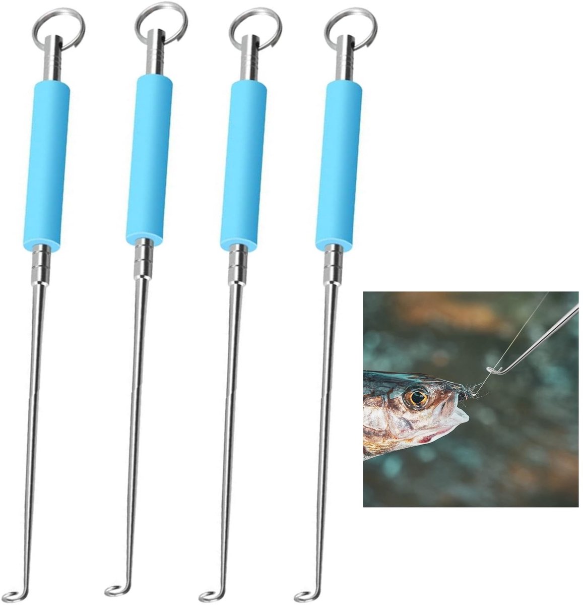 Dailygoods- Ontkoppelaar 4 Stuks - Vishaakverwijderaar - Roestvrij Staal - Hengelaccessoires - Snel Verwijderen - 16,5 cm Lengte