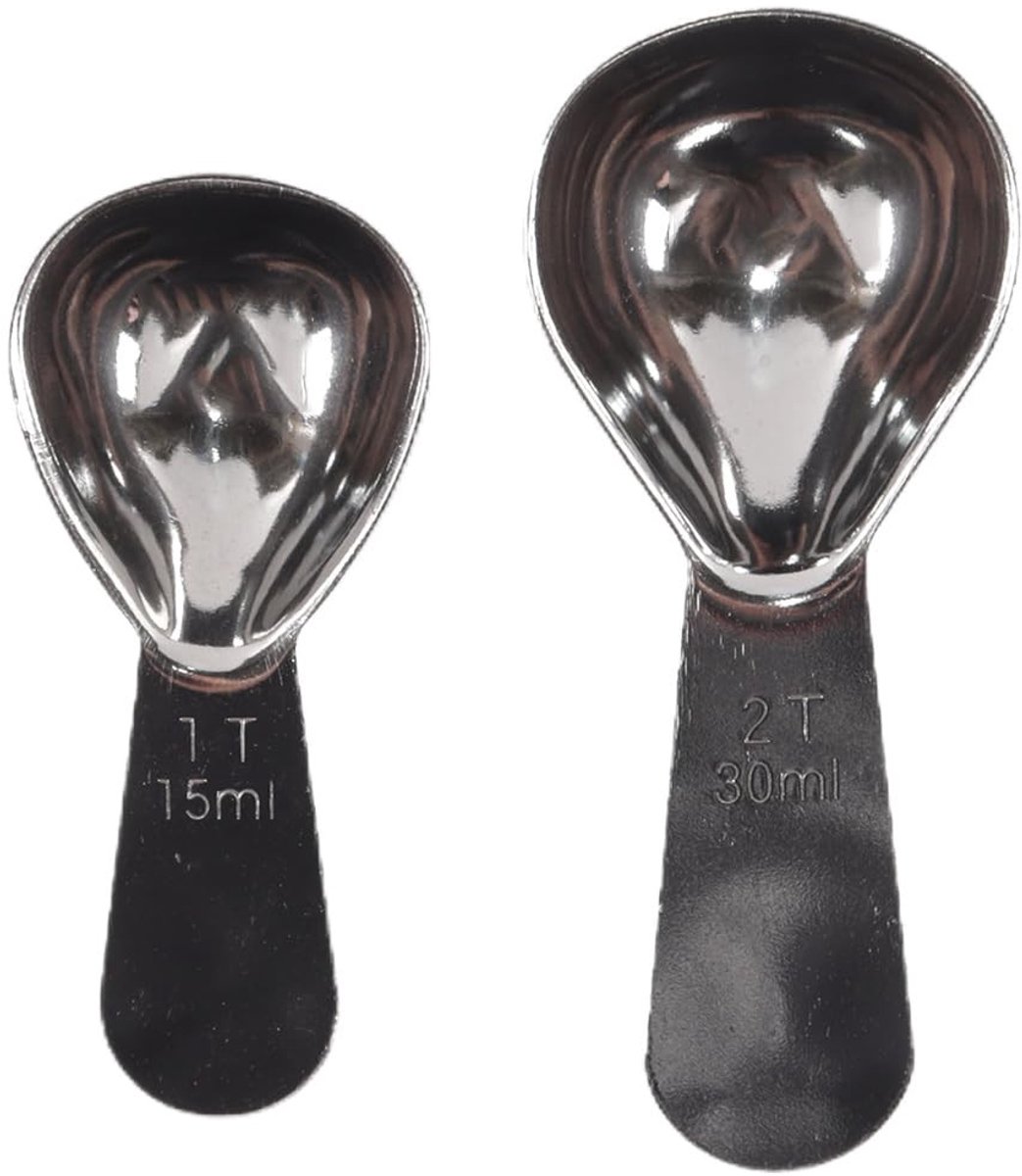 Dailygoods - Set van 2 Roestvrijstalen Koffielepels met Maatlepels