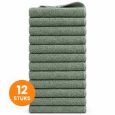 Funnies Handdoeken 12-Pack - Stone Green - 50 x 100 cm - Set van 12 Stuks - 100% Katoen - 500 gram/m2 - Handdoek