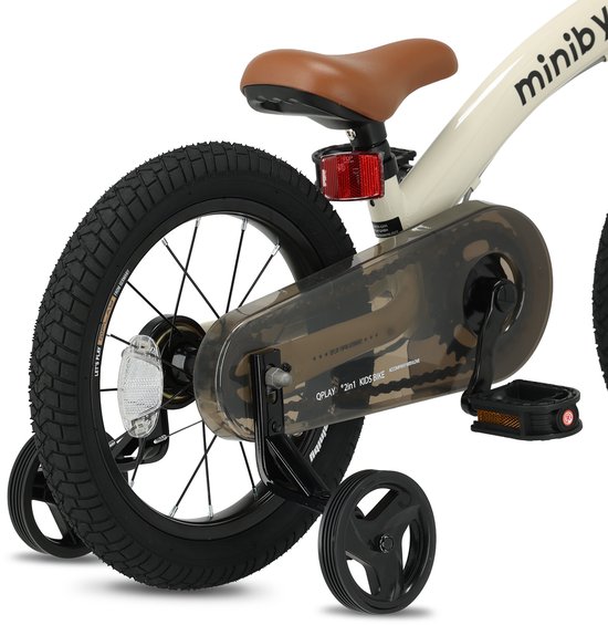 Qplay Miniby Kinderfiets 14 inch - 3 in 1 - loopfiets - Cream van Qplay — afbeelding 5