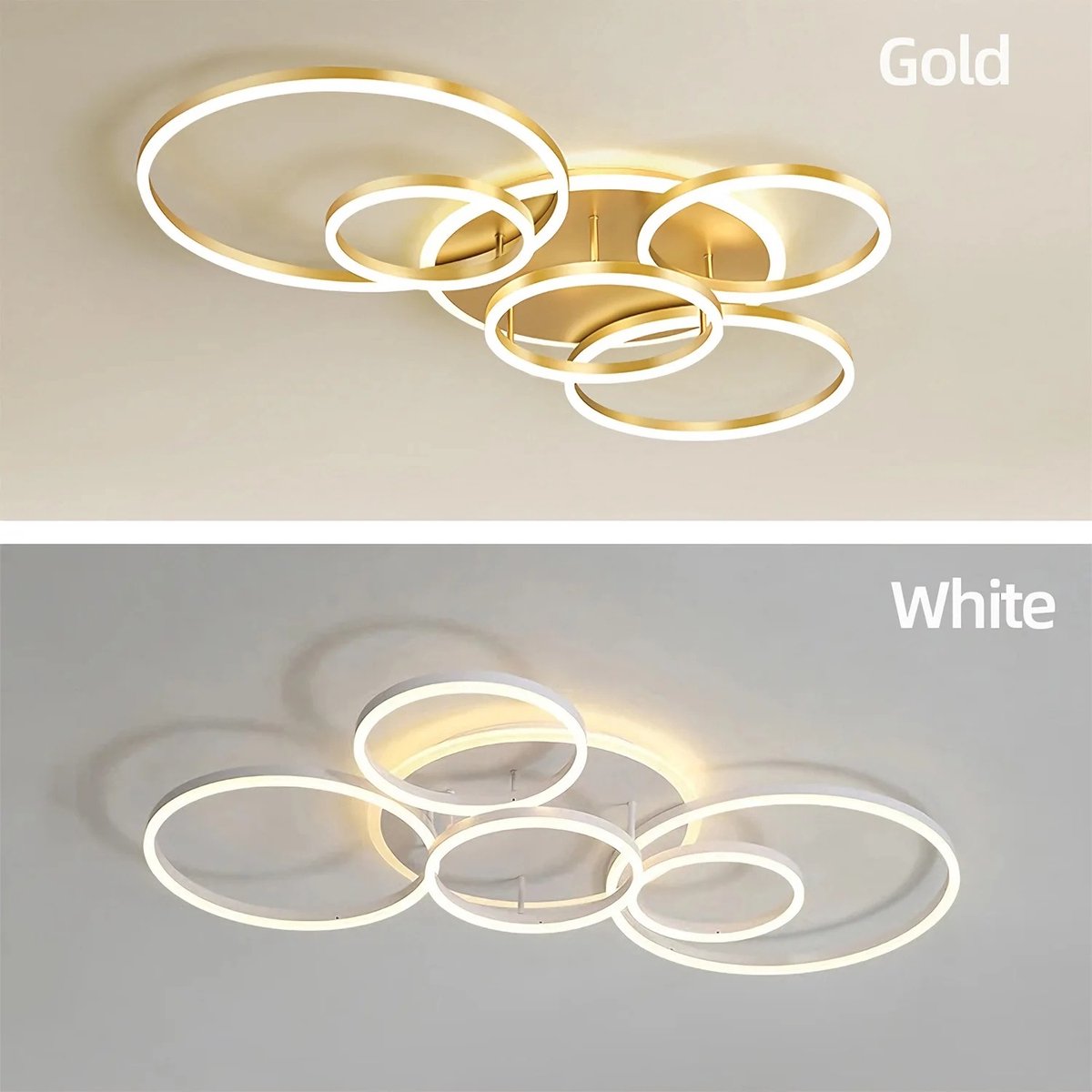 Novyro Living - plafondlamp - verlichting - LED lampen - ringen - 3 kleuren - dimbaar - wit - woonkamer - slaapkamer - 260V