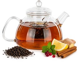 KADAX Teekanne aus Glas 1.3L, hitzebeständig, Glaskanne mit Siebeinsatz für losen Tee, Glasteekanne mit Deckel und Sieb, Teebereiter, Kanne mit Teesieb