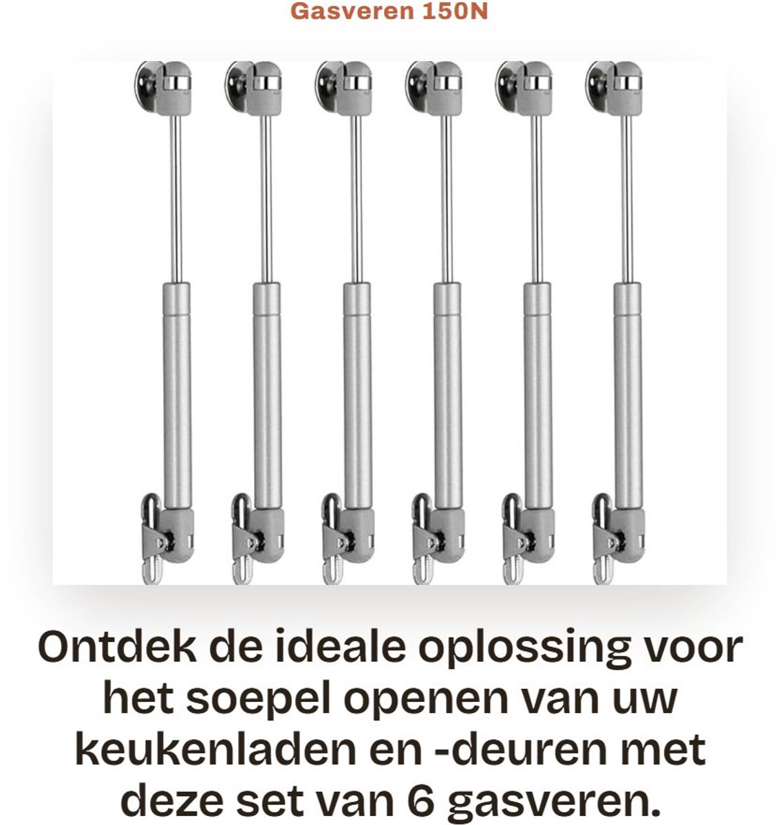 Dailygoods- Gasveer 150N - Deurscharnieren - Gasveren - Ondersteuning voor Keukenkasten - Pneumatische Beugels - Hoogwaardige Staal. - Deurscharnier