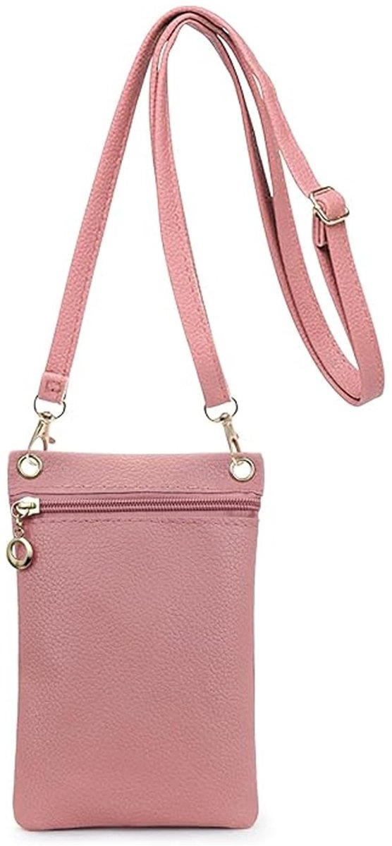 Dailygoods- Schoudertas dames - Zacht PU-leer - Mini-crossbody - Afneembare/verstelbare riem - Compact 19x12,5x1 cm - Slijtvast met gouden sleutelhanger - Crossbodytas