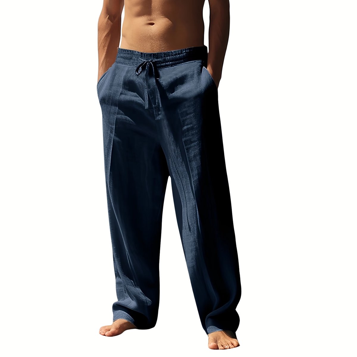 Currero Linnen Broek Heren - Zomerbroek - Volwassenen - Lange Broek - Pantalon - Strandbroek - Zomer - Ibiza Stijl - Marineblauw M