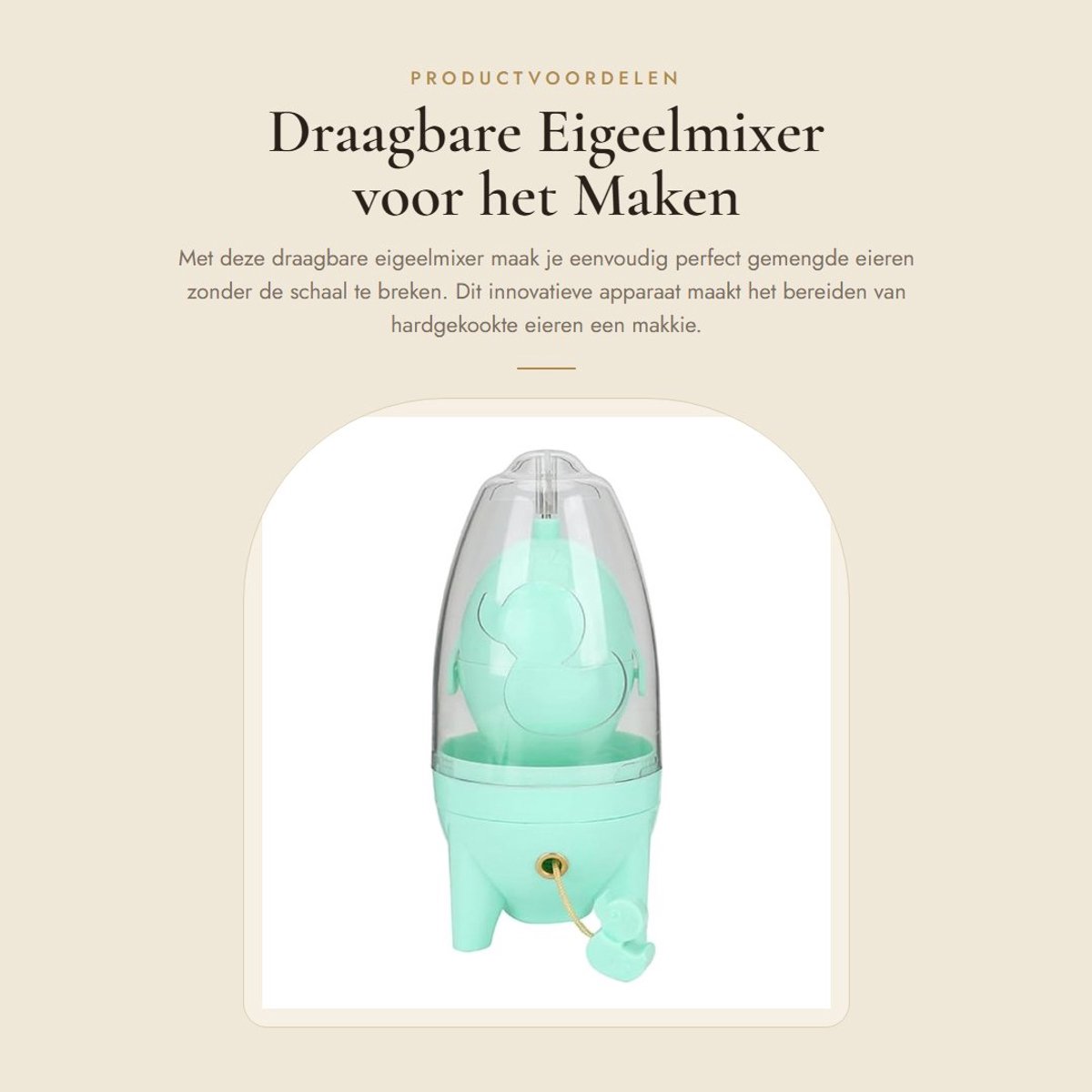 Dailygoods- Eigeelmixer Draagbaar - Handmatige Eiermaker - Eierspinner met Trekkoord - Innovatief Cycloonontwerp - Voor Gouden Eieren - Schud zonder Schaal te Breken - Eiershaker