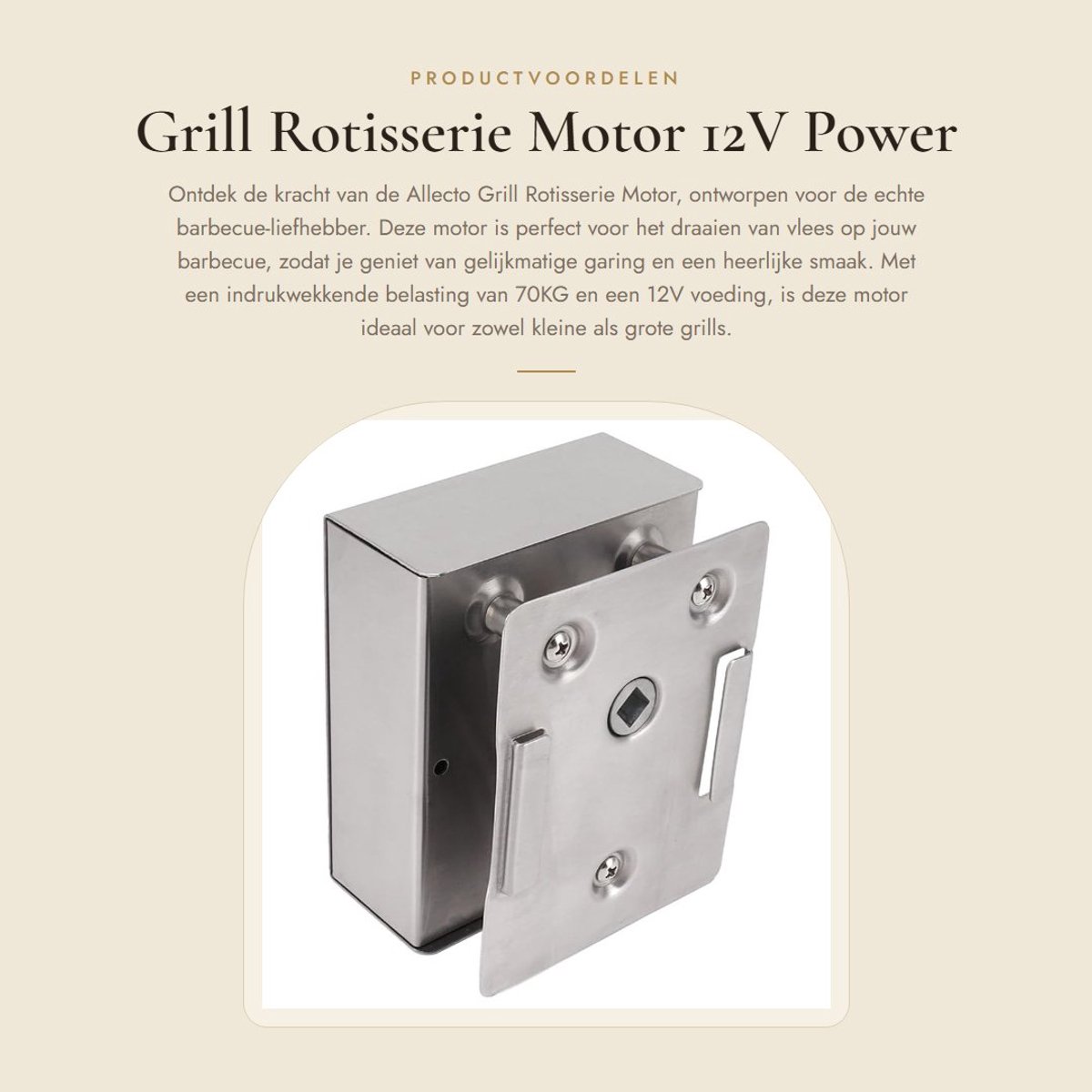Dailygoods - Grill Rotisserie Motor - 12V Power - Aluminiumlegering - 70KG Belasting - Vervanging voor Universele Grills