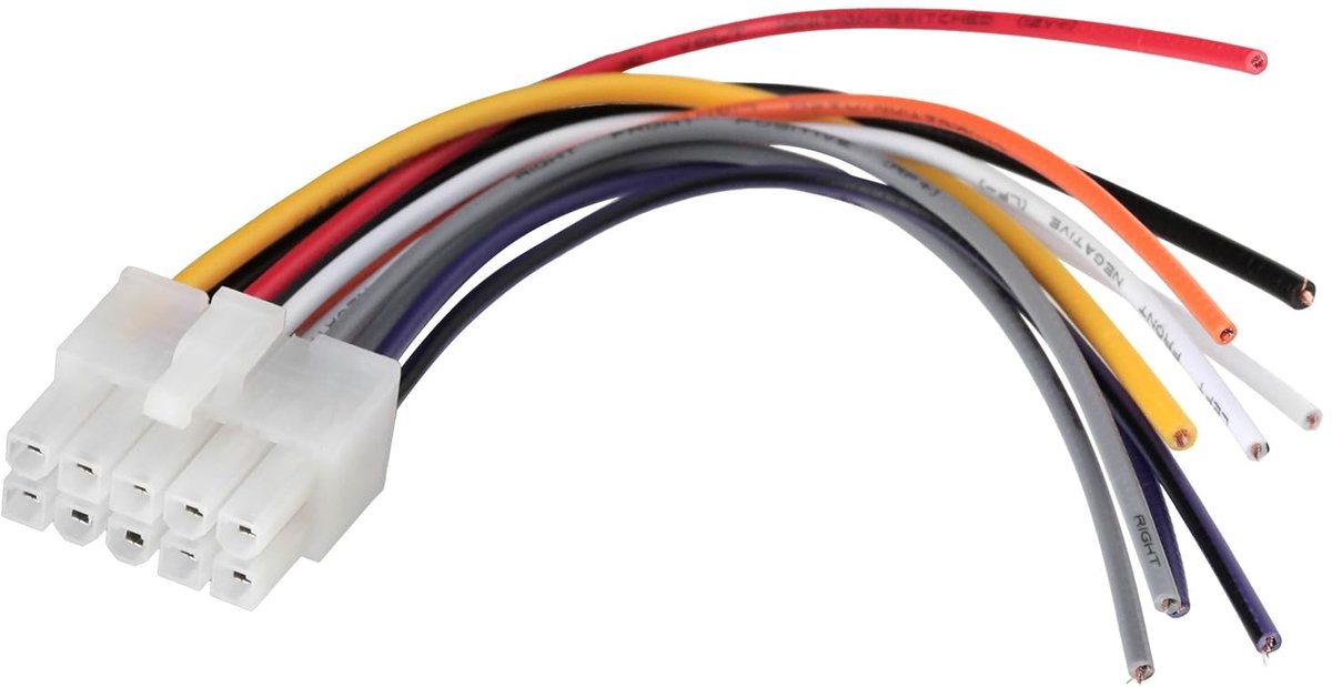 Dailygoods- Aansluiting 10-pins Harnas - Compatibel met Kicker BassStation - Duurzaam Plastic/Metaal - Lengte 14 cm - Eenvoudige Installatie - Audioplug
