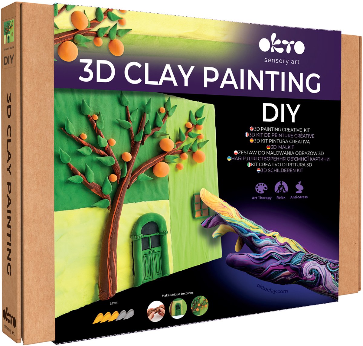 OKTO Sensory Art 3D - Oranje Siësta - Luchtdrogende Klei - 30X30Cm - 14 Jaar