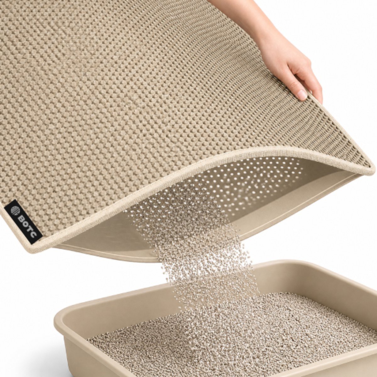 BOTC Kattenbakmat XL - Dubbellaags - 60x45 cm - Waterdicht - Urinebestendige opvangmat - 1 stuk - Beige van BOTC