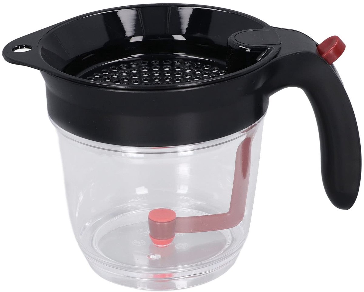 Dailygoods- Vetafscheider 1000 ml - Hittebestendig - Multifunctioneel - Saus/olieafscheider - Geïntegreerde zeef - Snelle scheiding