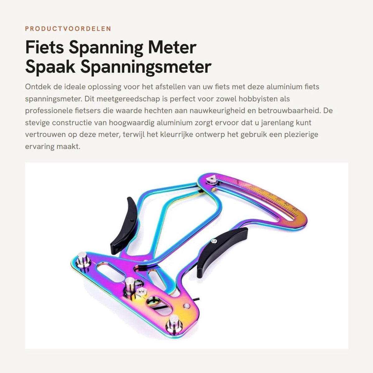 Dailygoods- Spaakspanningsmeter Aluminium - Draagbare Spaken Checker - Nauwkeurige Meting - Stevig en Duurzaam - Geschikt voor Ronde/Platte Spaken - Spakenmeter