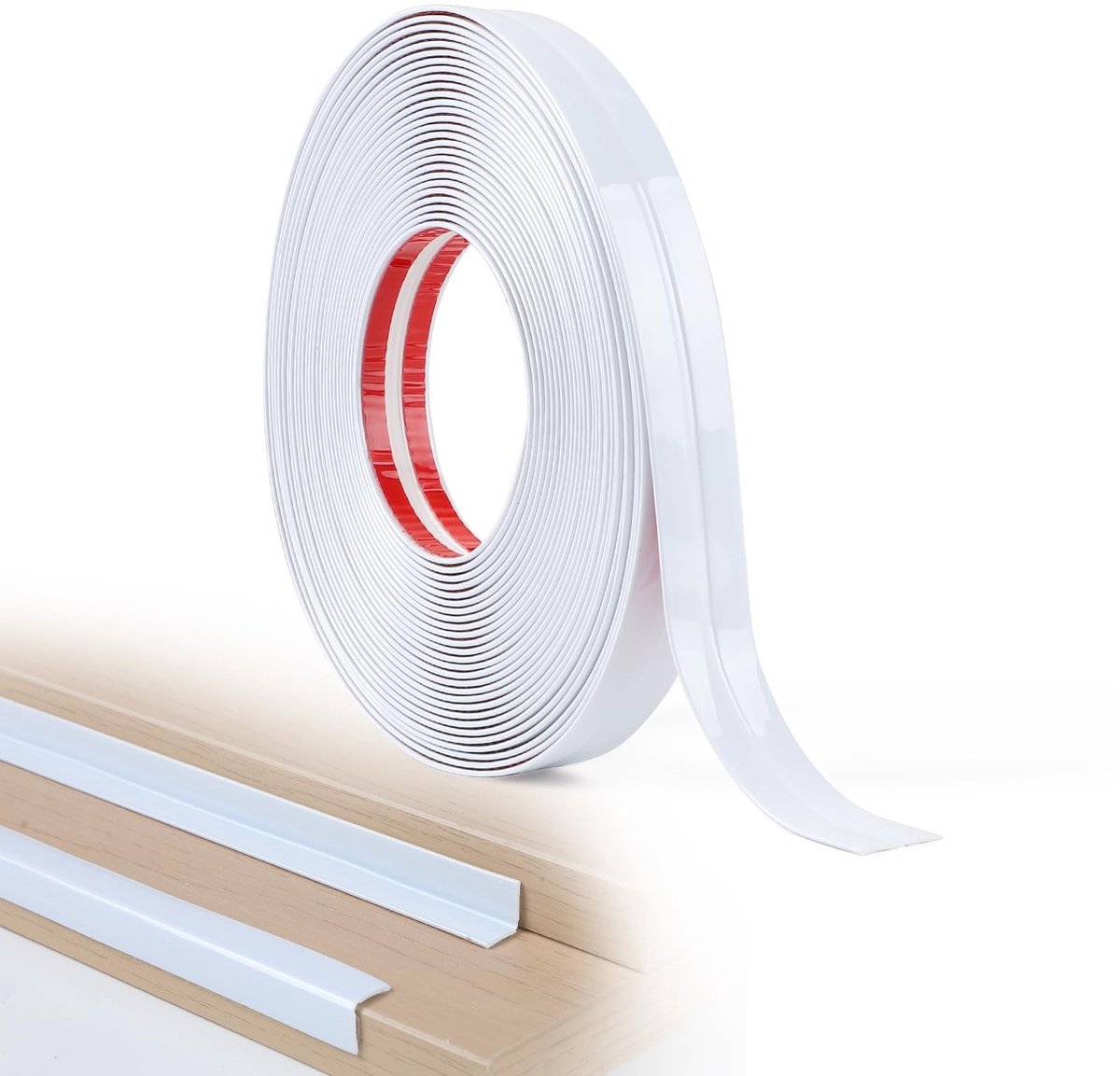 Dailygoods- Decoratieve Lijst - Wandstrips 2 cm x 10 m - PVC - Zelfklevend - Glanzend Wit - Bescherming tegen Slijtage - Wandstrip