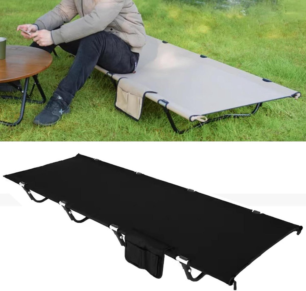 Camping Wieg - Opvouwbaar Bed - Buiten Ontspannen - Extra Stevig Ontwerp - 150kg Draagkracht - Zwart