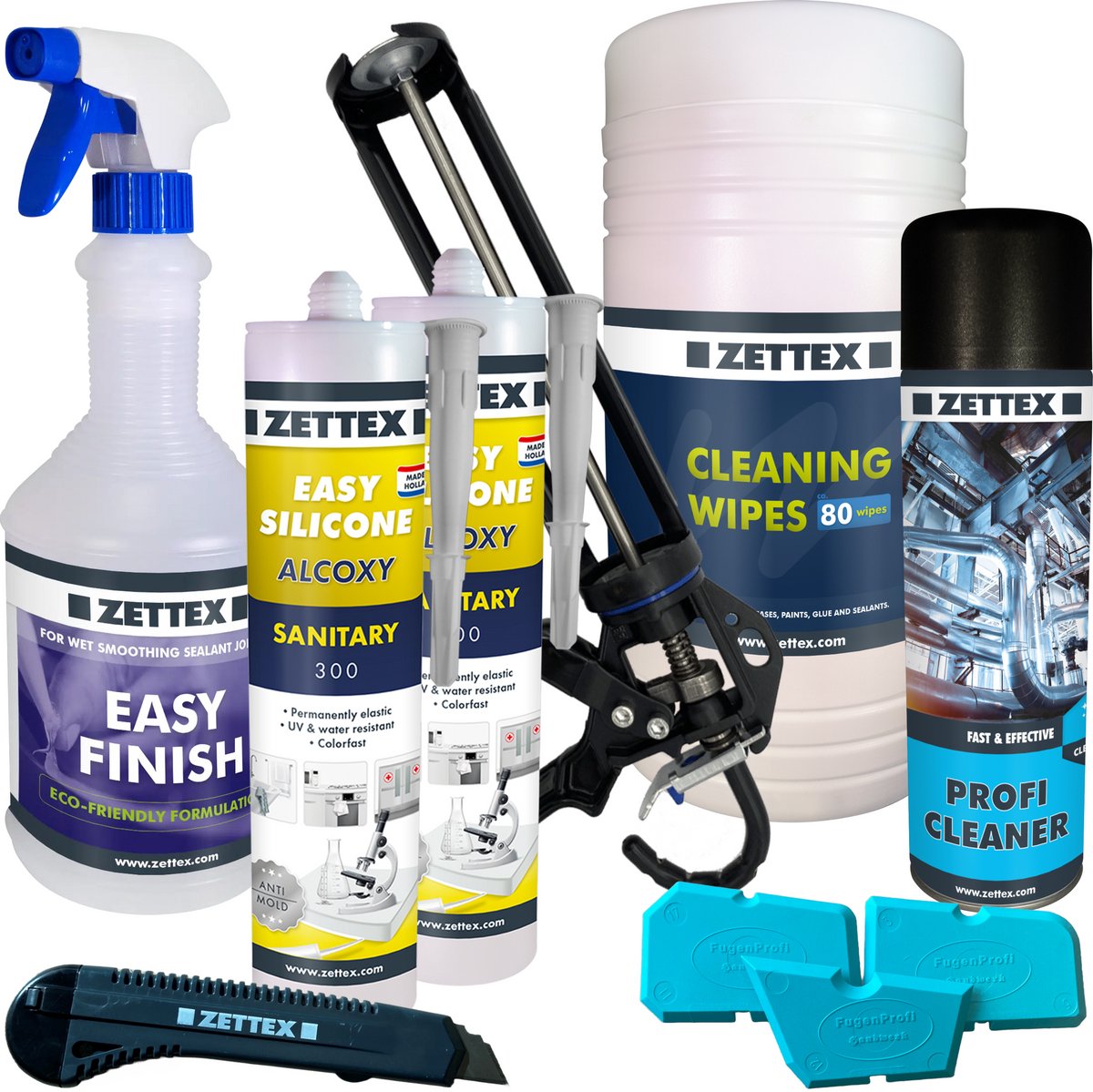 Zettex Easy Siliconenkit S - Sanitairkit voor Badkamer & Keuken - Schimmelbestendig & Elastisch - 310ml - Transparant - Voordeelbundel
