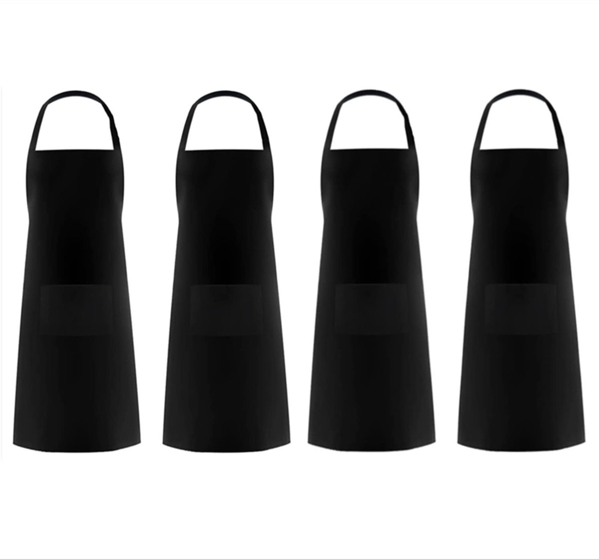 Dailygoods- Kookschort Waterdicht - 4 Stuks - Keukenschort met Zakken - Voor Dames/Heren - Veilig Natuurlijke Materialen - Zwart - Schort