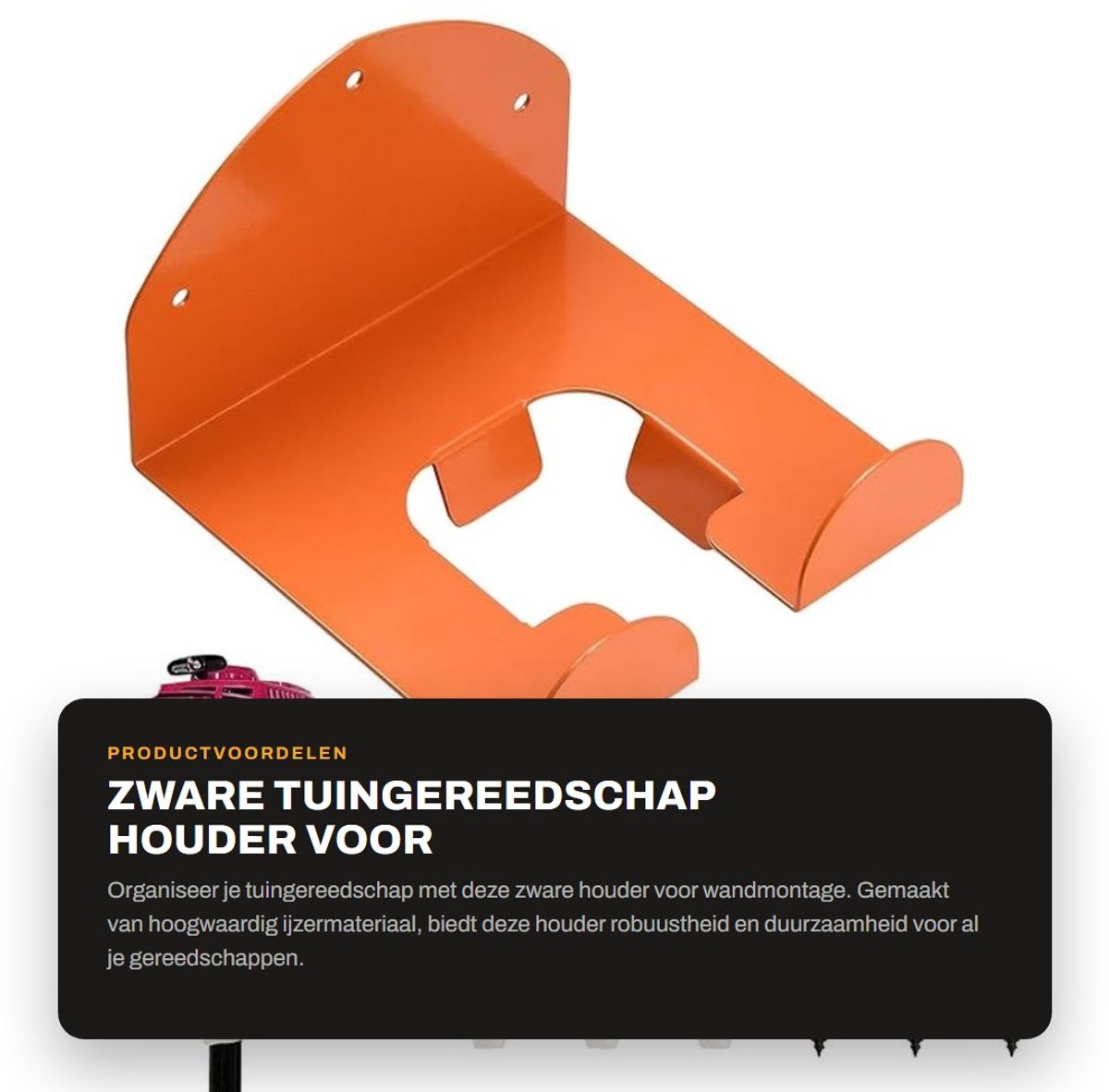 Dailygoods - Zware Tuingereedschap Houder voor Wandmontage met 3 Schroeven