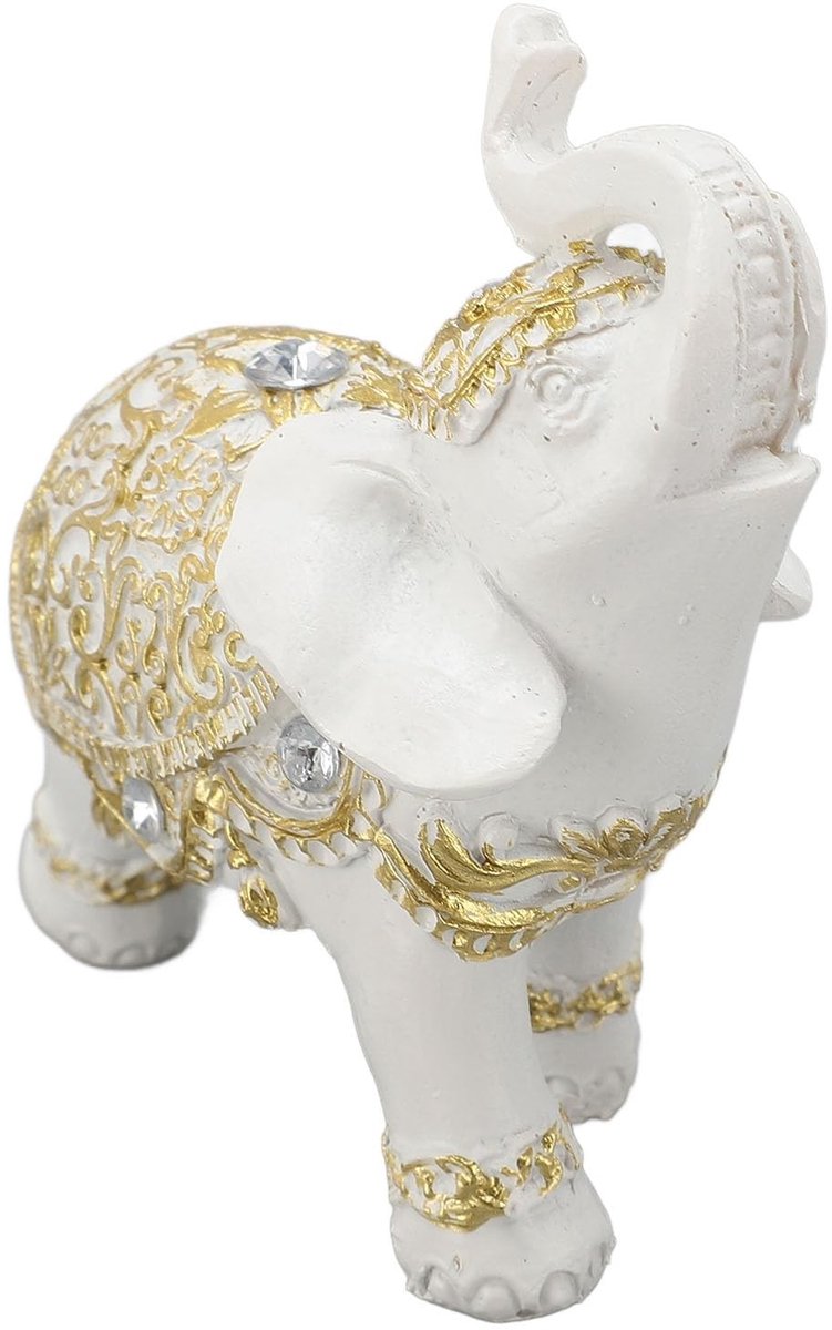 Dailygoods- Standbeeld Olifant - Decoratie Beeld - Geluks- en Rijkdomsymbool - Hars - Realistisch Ontwerp - Compact Formaat - Decoratiebeeld