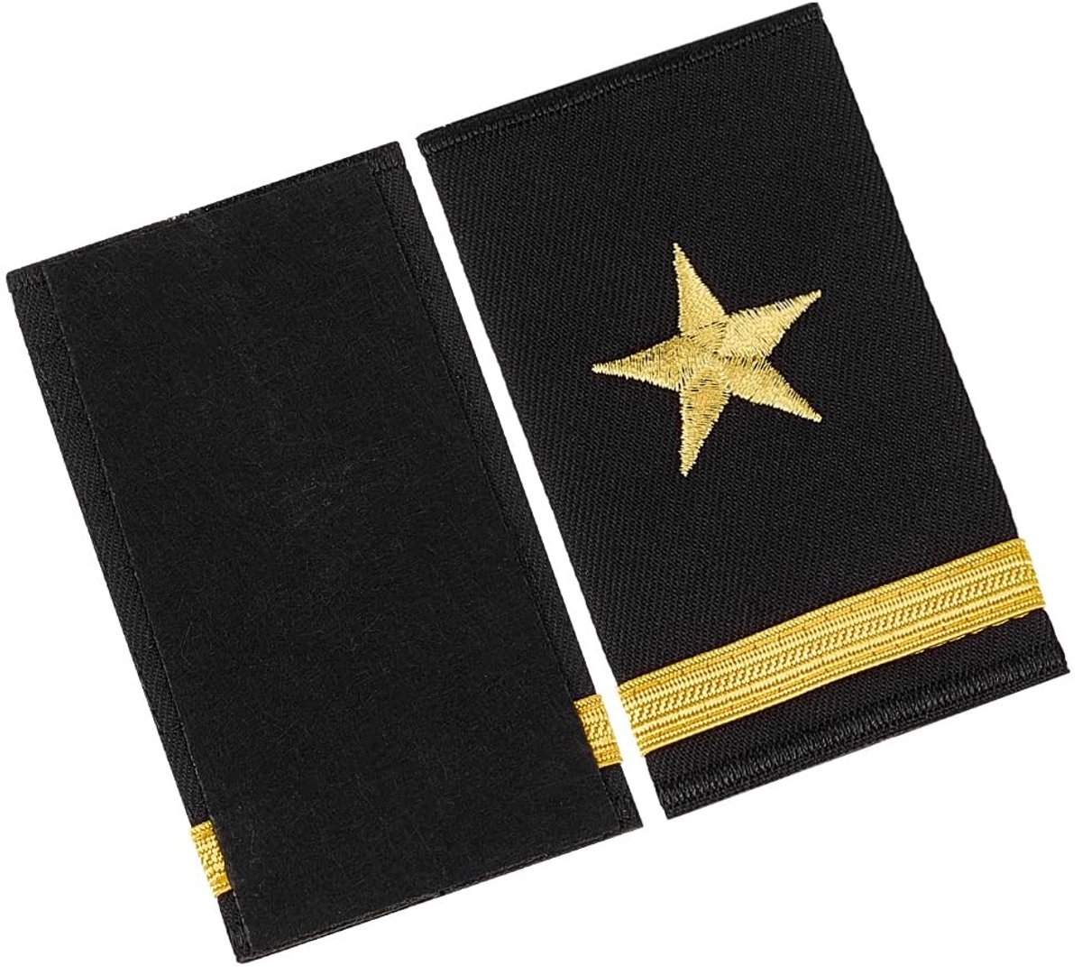 Dailygoods- Epauletten Gouden Streepjespatroon - Pilotenepauletten - Cosplay Kostuum - Lichtgewicht - Hoogwaardig Polyester - Afmetingen 52 x 90 mm - Schouderpatch