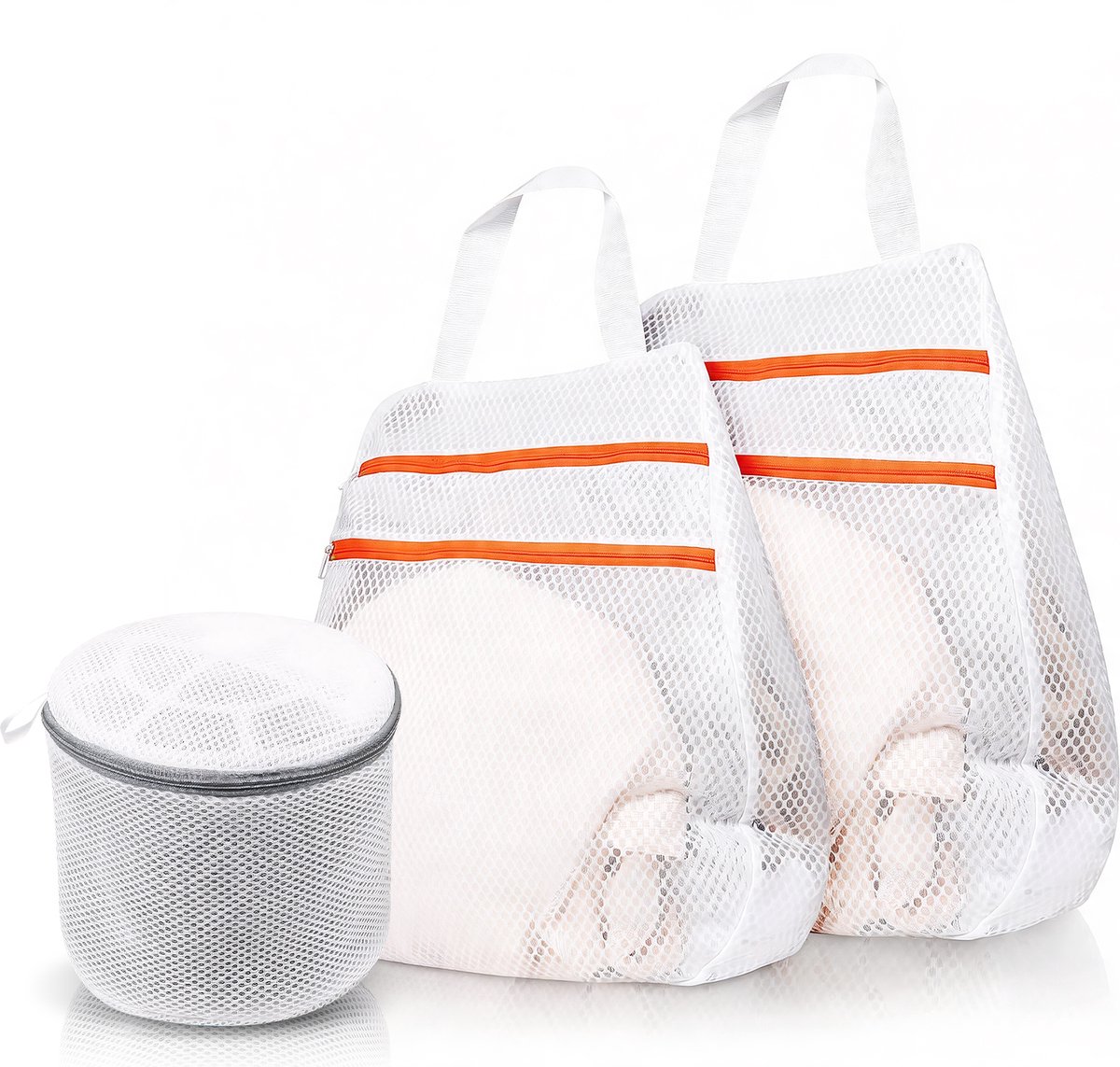 Wasmachine Waszak Set 3-delig - Dubbele Rits Wasnetten - Honingraat Waszak voor Delicate Kleding - BH Waszak en Kleding Beschermzakken - Polyester