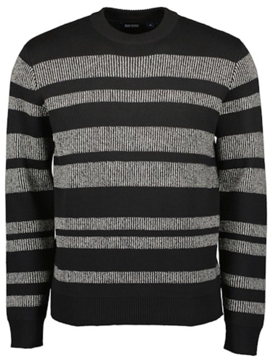 Blue Seven - heren - Trui 376528 zwart/grijs gebreid maat M