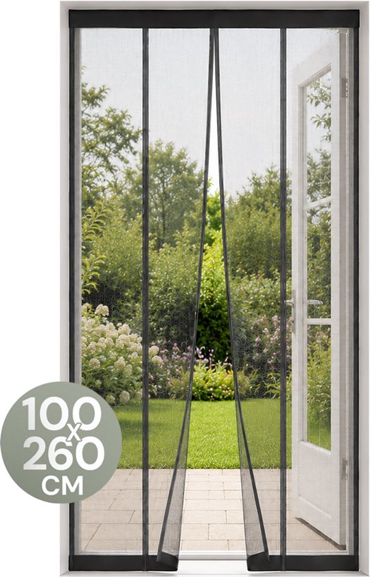 O'DADDY® Vliegengordijn Lamellenhor - 100x260 cm - Deurgordijn - Hordeur - Aanpasbaar Ontwerp - Glasvezel - Deurhor Zwart