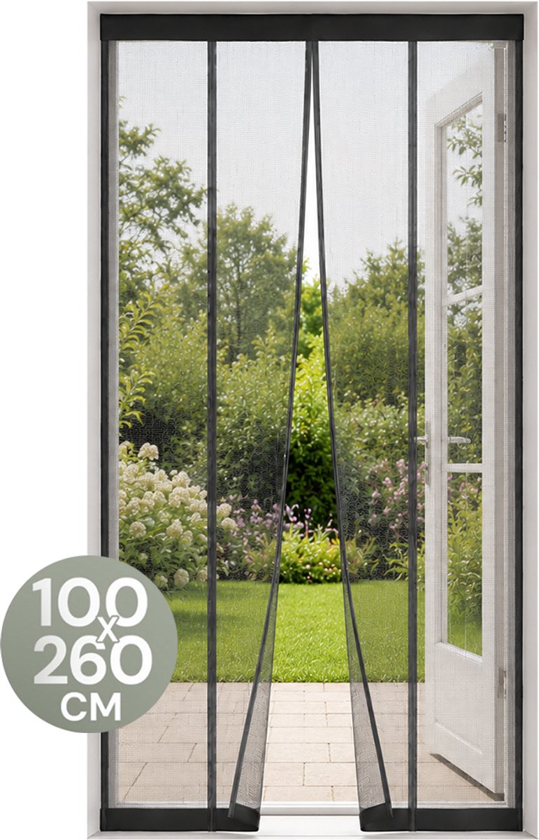 O'DADDY® Vliegengordijn Lamellenhor - 100x260 cm - Deurgordijn - Hordeur - Aanpasbaar Ontwerp - Glasvezel - Deurhor Zwart
