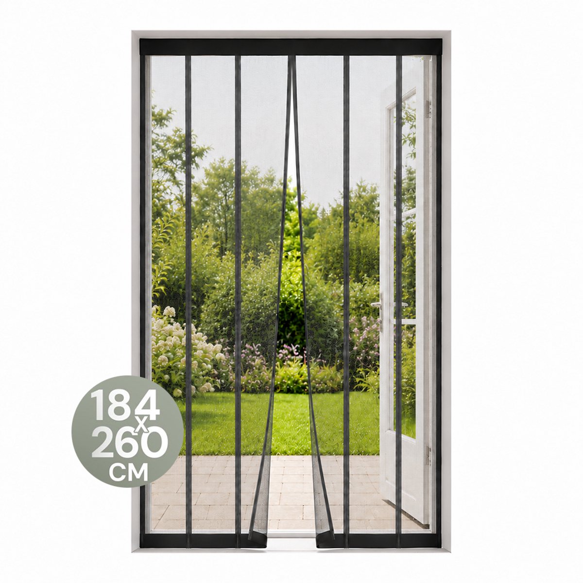 O'DADDY® Vliegengordijn Lamellenhor - 184x260 cm - Deurgordijn - Hordeur - Aanpasbaar Ontwerp - Glasvezel - Deurhor Zwart