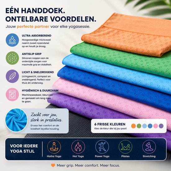 NovaOutlet Anti-Slip Yoga Handdoek Roze - Yogamat Handdoek met Siliconen Grip - Microvezel Yoga Towel - Sneldrogend - Inclusief Draagtas - 183 x 61 cm — afbeelding 3