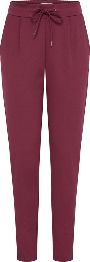 Bordeauxrode pantalon met tunnelkoord en plooien.