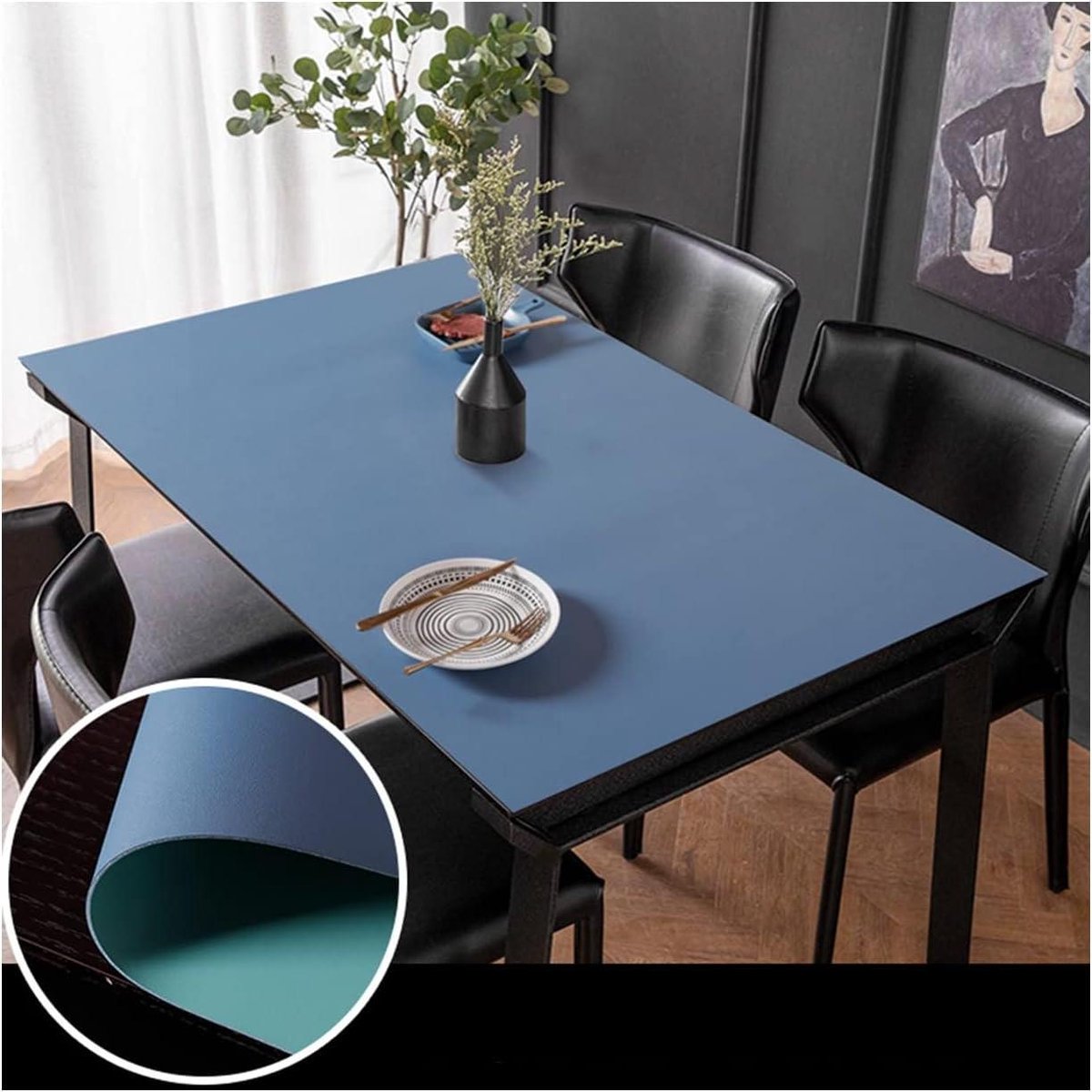 Waterdichte Tafelhoes - Bureaumat Beschermer - Tafel Beschermen - Duurzaam PU Materiaal - 70 x 140 cm - Donkerblauw Grijs