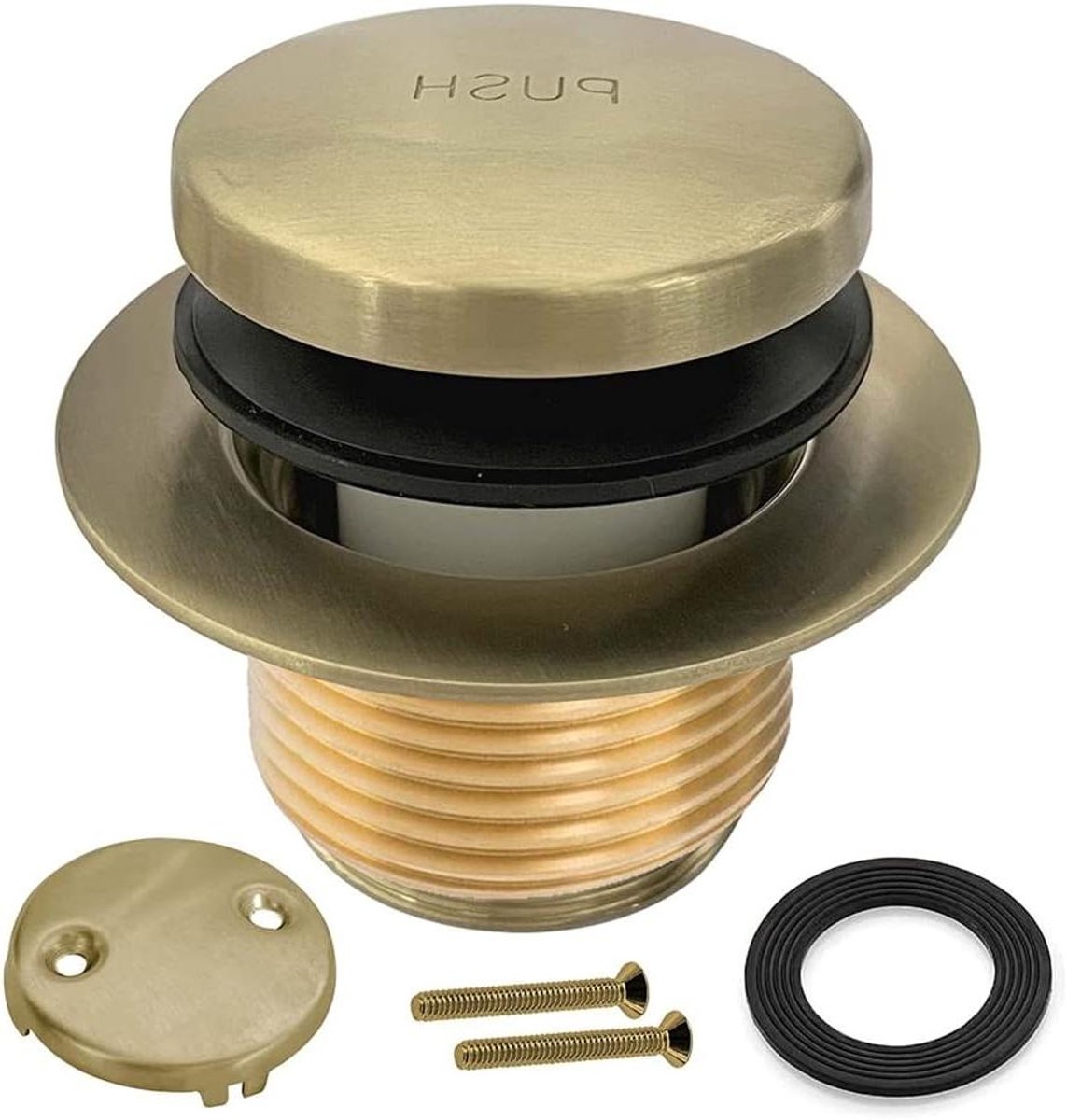 Bad Afvoer Kit - Dubbele Gat Overloop - Badkamer Reparatie - Universele Pasvorm - 1-1/2 Inch - Geborsteld Goud