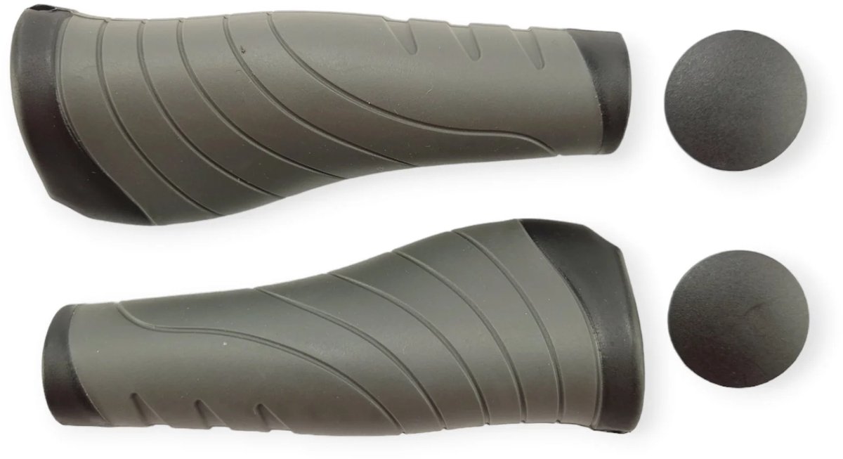 Porteur Ergonomische Fietshandvatten – Comfort Handvatten Set (Lang/Lang 130mm) – Voor Stadsfiets en E-Bike – Zwart/Grijs