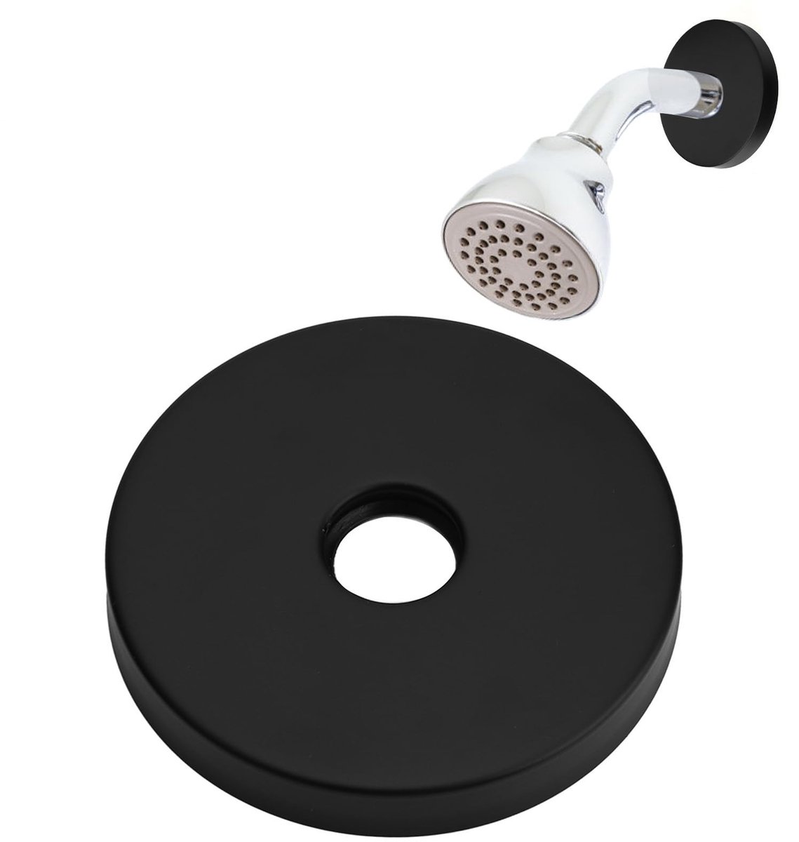 Dailygoods- Rozetplaat Grote Diameter - Douchearmflens - Roestvrij Staal - Rubber Afdichting - Geschikt voor 1/2 Inch Buizen - Duurzaam - Doucheflens