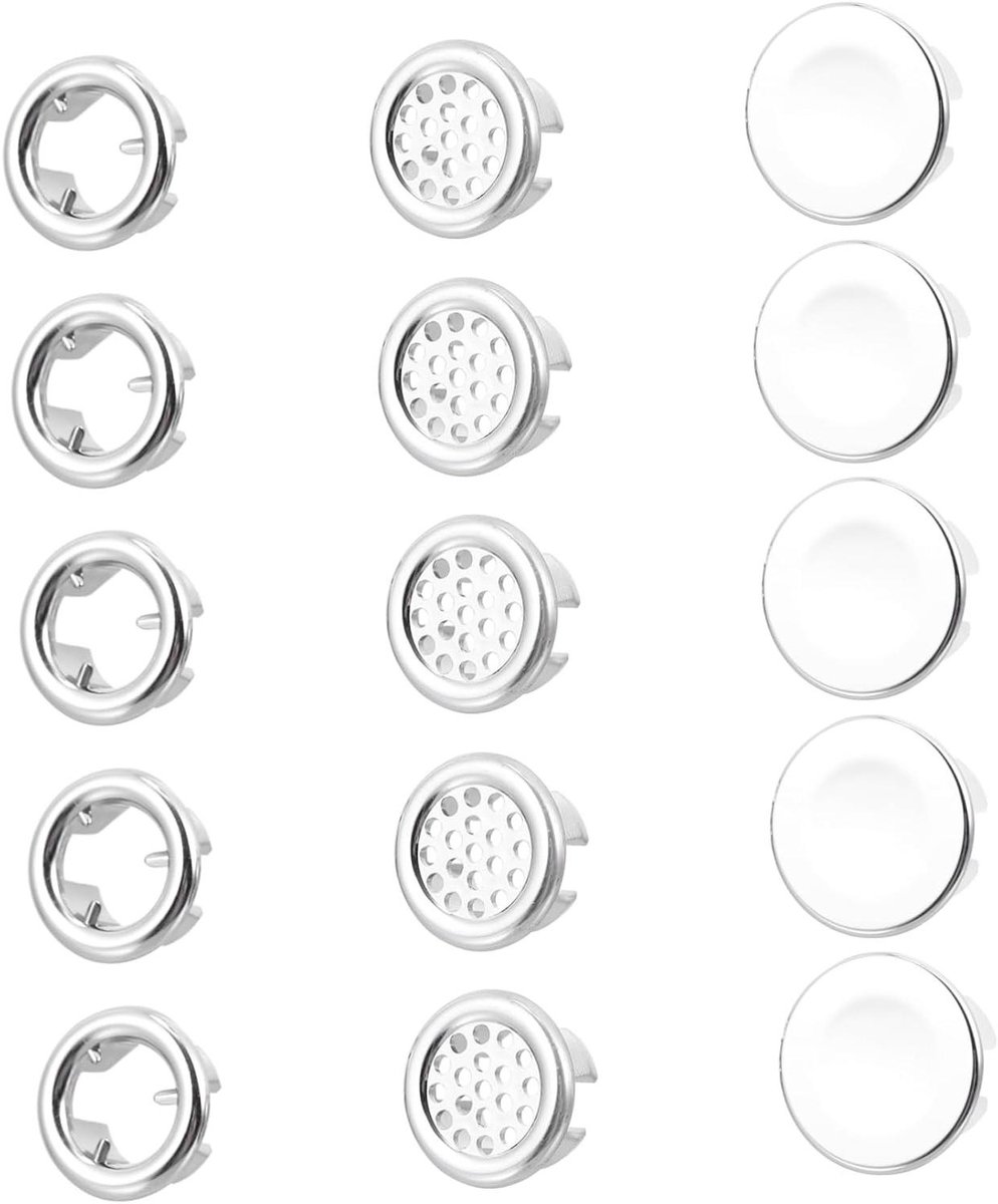 Wastafel Overloopringen - Afvoer Accessoires - Badkamer Reparatie - Duurzaam Kunststof - 15 stuks - Zilver