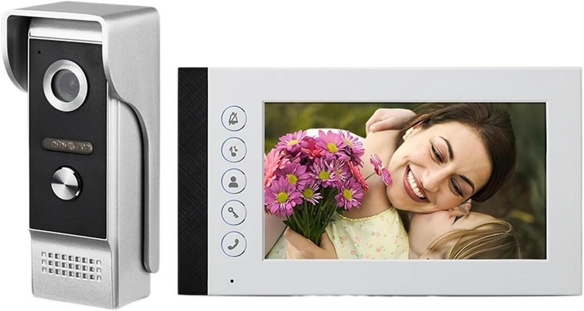 Video Deurtelefoon - Beveiligingscamera Deur - Huisbewaking Thuis - Nachtzicht HD Scherm - 7-inch Display - Zilver