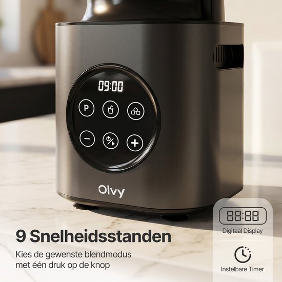 Olvy Kitchen Blender - 1000W Smoothie Maker - 1,5L Glazen Kan met 600ml To-Go Beker - IJscrusher & Pulsefunctie - BPA- en BPS-vrij van Olvy — afbeelding 2