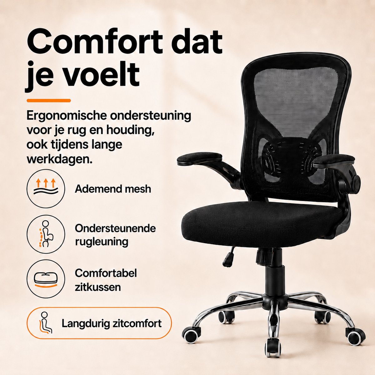 Infinity Goods Ergonomische Bureaustoel met 4D Lendensteun - afbeelding 2