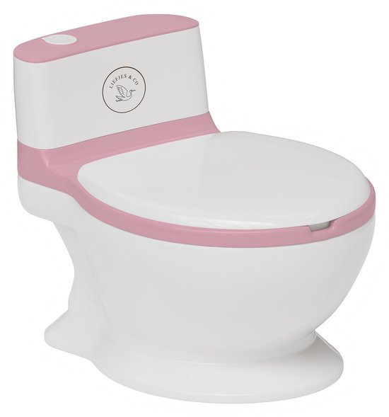Liefjes & Co Plaspotje - Wc-trainer - Kinder toilet- Potje peuter met doorspoel geluid Pastelroze
