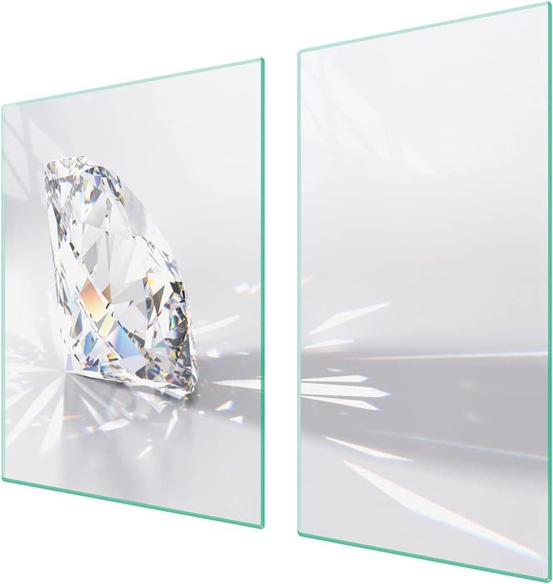 Fornuis Afdekplaat Spatbord Glasplaat Keuken Werkruimte Gehard Glas 90 x 52 cm Multicolor