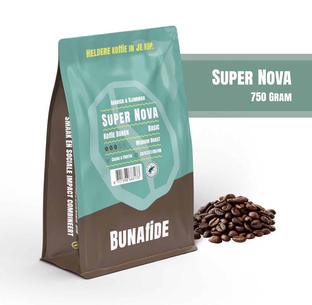 Bunafide - Super Nova - Medium Roast - Arabica & Djimmah - Koffiebonen - 750 gram